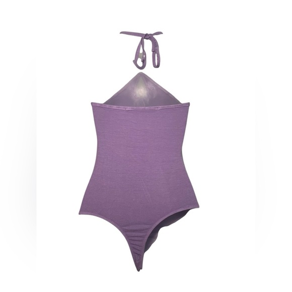 Enza Costa Ribbed Purple Silk Blend Halter Bodysuit S - Picture 4 of 6